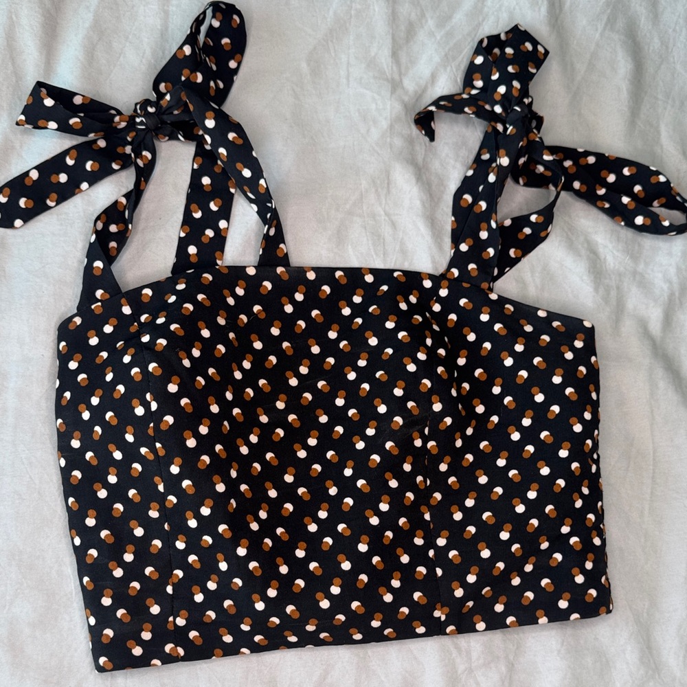 Damo Black and Orange Polka Dot Tank Top
